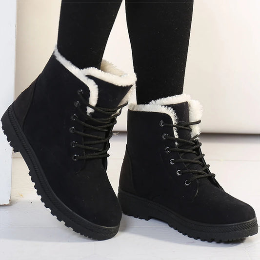 Women's Winter Boots Low Heels Women Boots With Fur Warm Winter Shoes Women Snow Boots