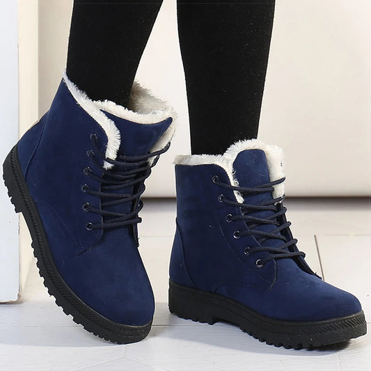 Women's Winter Boots Low Heels Women Boots With Fur Warm Winter Shoes Women Snow Boots