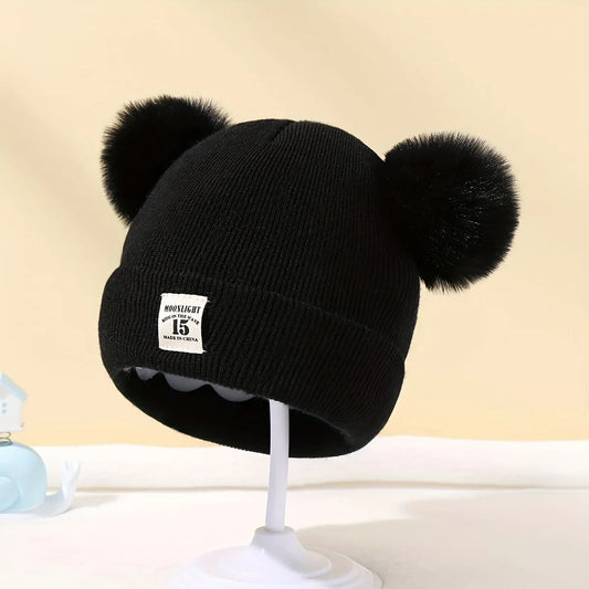 Solid Color Wool Knitted Bonnet Bebe Newborn Baby Hat Pompom Cute Winter Hat For Kids
