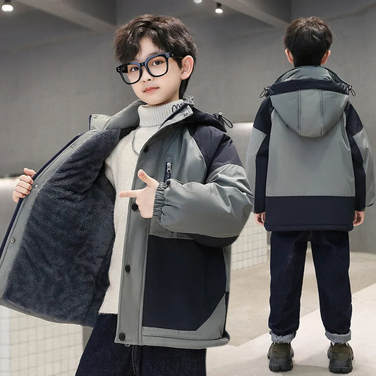 Children Winter Hood Outerwear Coats Clothes for Boy Warm Parka Jacket Korean Fashion Kids High Quality Teen Warm Thicken Outfit