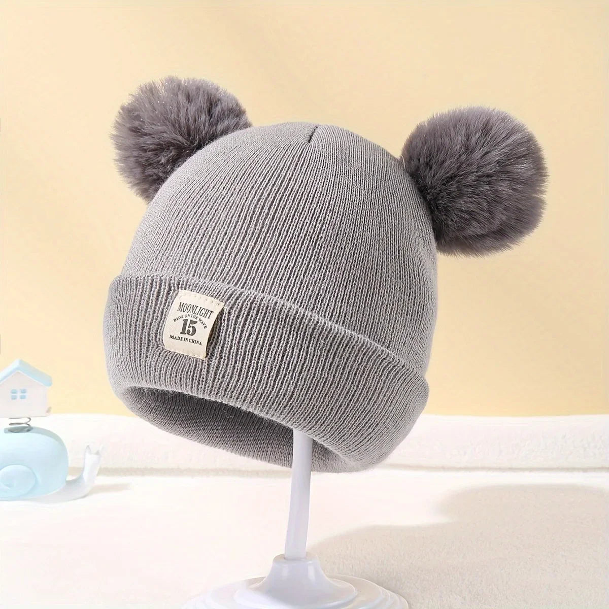 Solid Color Wool Knitted Bonnet Bebe Newborn Baby Hat Pompom Cute Winter Hat For Kids