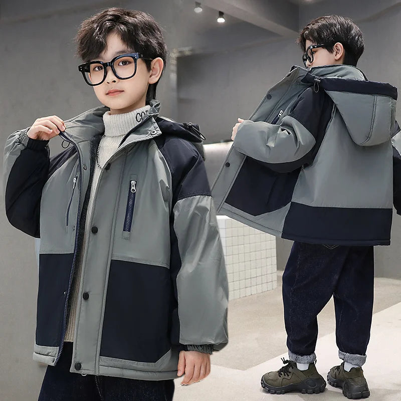Children Winter Hood Outerwear Coats Clothes for Boy Warm Parka Jacket Korean Fashion Kids High Quality Teen Warm Thicken Outfit