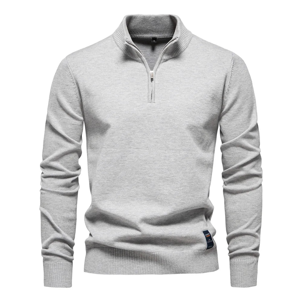 2025 Autumn Men's Sweat wear Warm Pullover Solid Color Half Zipper