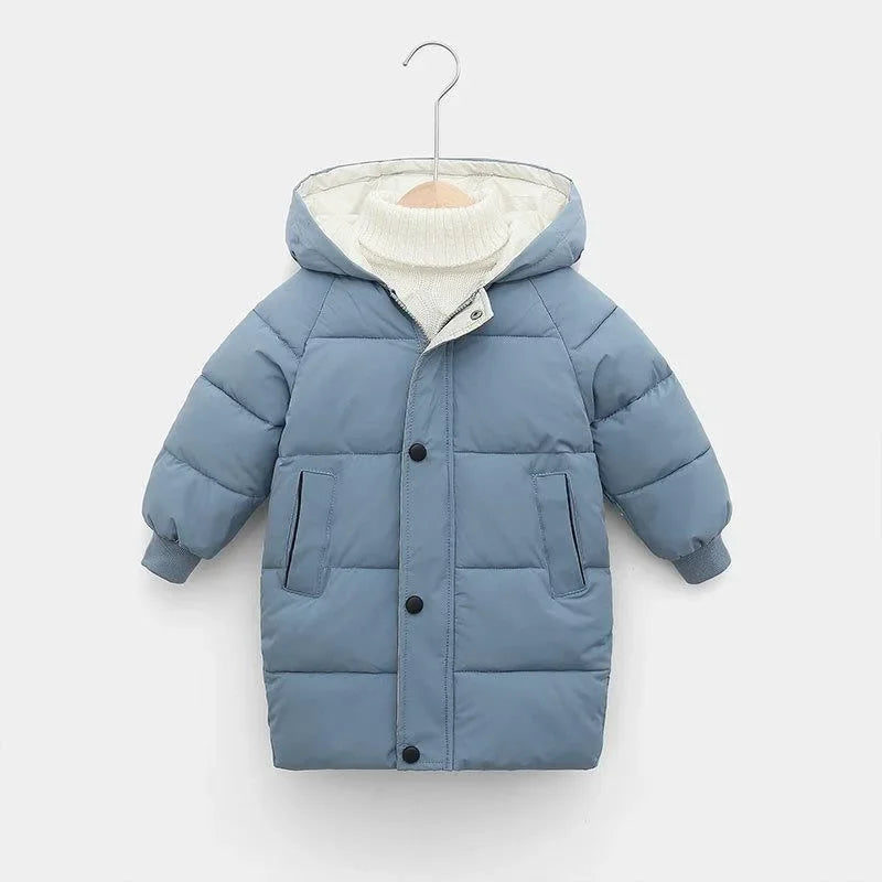 1pcs Boys Girls Cotton-Padded Coats Kids Long Down Autumn Winter Teen Cotton Clothes Outerwear