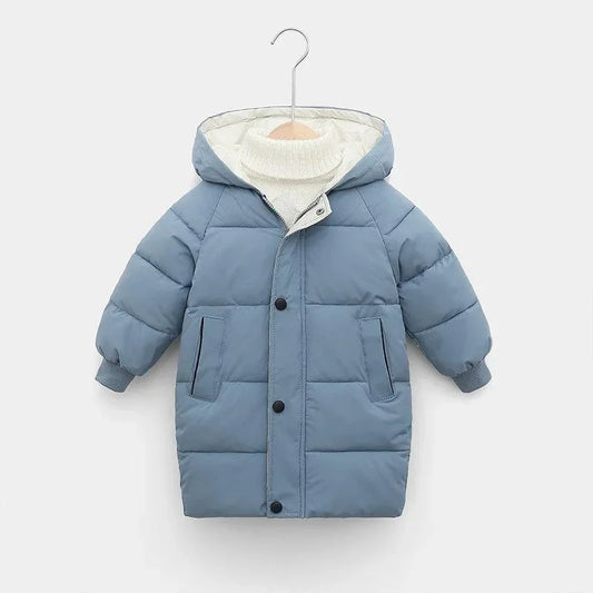 1pcs Boys Girls Cotton-Padded Coats Kids Long Down Autumn Winter Teen Cotton Clothes Outerwear