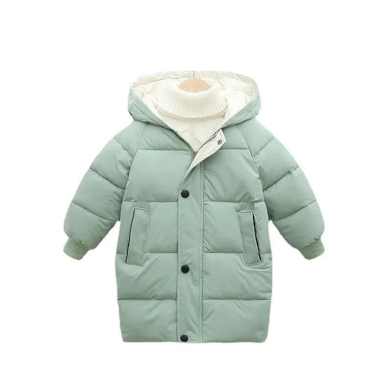 1pcs Boys Girls Cotton-Padded Coats Kids Long Down Autumn Winter Teen Cotton Clothes Outerwear