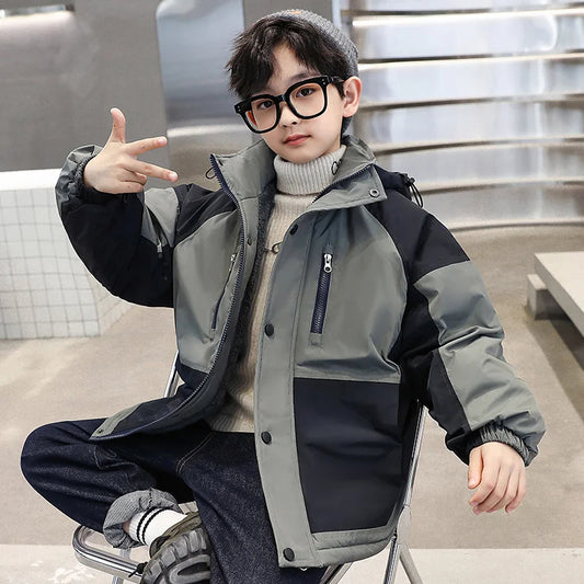 Children Winter Hood Outerwear Coats Clothes for Boy Warm Parka Jacket Korean Fashion Kids High Quality Teen Warm Thicken Outfit