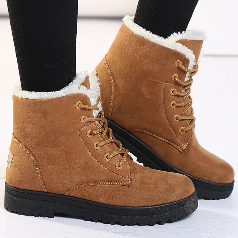Women's Winter Boots Low Heels Women Boots With Fur Warm Winter Shoes Women Snow Boots
