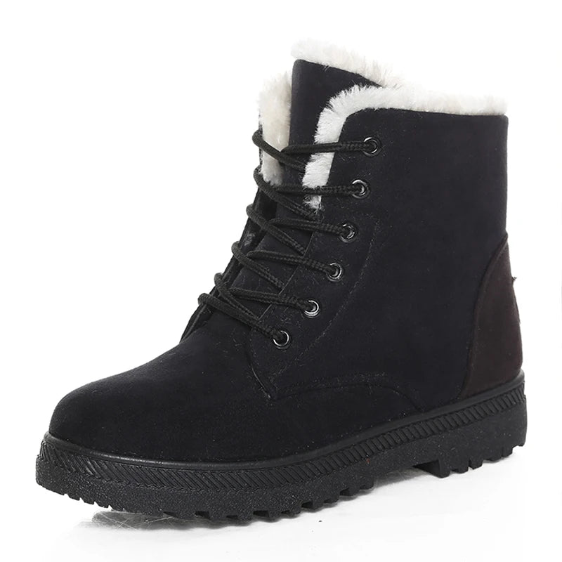 Women's Winter Boots Low Heels Women Boots With Fur Warm Winter Shoes Women Snow Boots