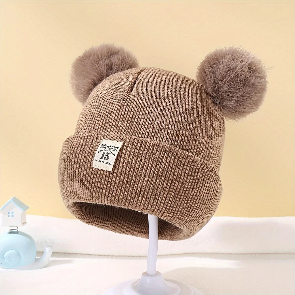 Solid Color Wool Knitted Bonnet Bebe Newborn Baby Hat Pompom Cute Winter Hat For Kids