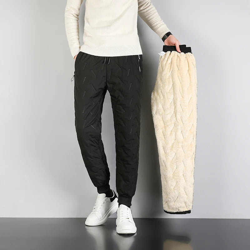 Winter Warm Lambs wool Thicken Men Sweatpants Windproof