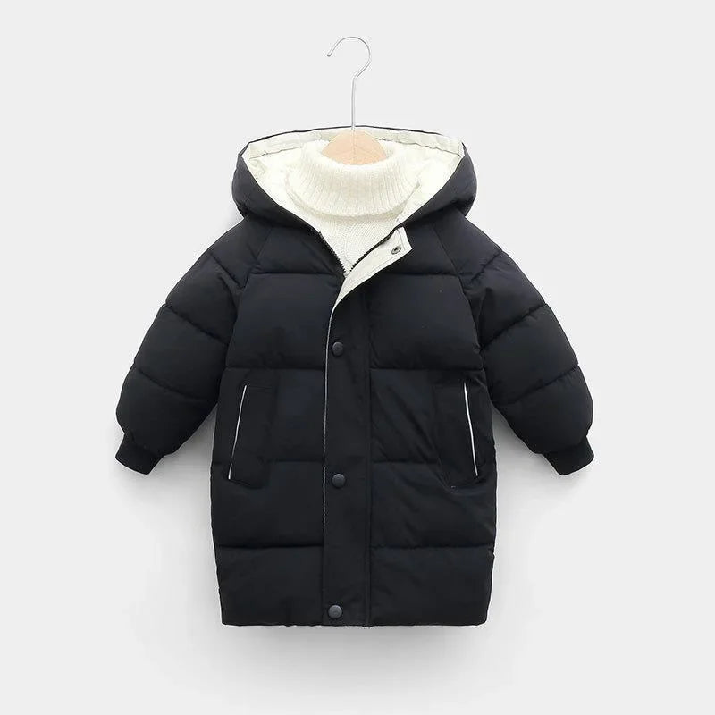 1pcs Boys Girls Cotton-Padded Coats Kids Long Down Autumn Winter Teen Cotton Clothes Outerwear